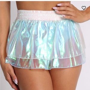iHeartRaves Iridescent High Waist Mini Skirt